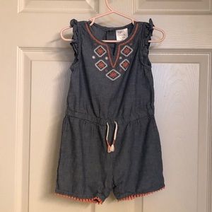 Chambray & Coral Romper